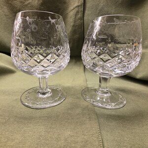 Rogaska Crystal Gallia Brandy Glasses 5" Floral Design Original Owner